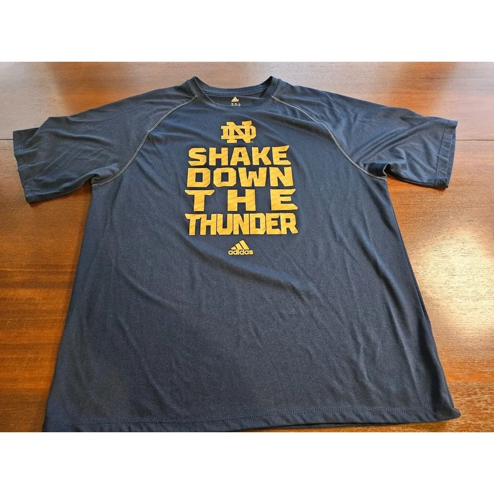 Notre Dame Shake Down The Thunder Fighting Irish Shirt Adidas Men's Large